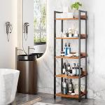 5-Tier Industrial Bookshelf with Drawer, Rustic Brown