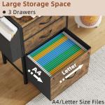 3-Drawer File Cabinet with Charging Station