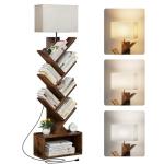 6-Tier Tree Bookshelf with Light and Storage
