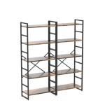 Shintenchi 5-Tier Tall Industrial Bookshelf - Rustic Brown