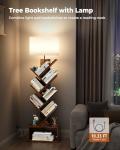 6-Tier Tree Bookshelf with Light and Storage
