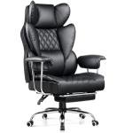 Big and Tall Leather Gaming Office Chair with Footrest