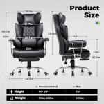 Big and Tall Leather Gaming Office Chair with Footrest