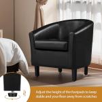 Set of 2 Faux Leather Barrel Accent Chairs