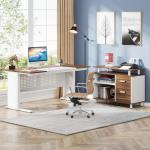 Tribesigns L Shaped Executive Desk with File Cabinet