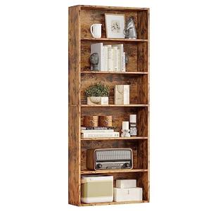 Industrial 6-Shelf Floor Standing Bookcase in Vintage Brown