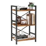 3-Tier Rustic Industrial Metal Bookshelf Organizer