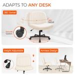 Beige Criss Cross Swivel Chair with Wheels