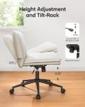 Light Beige Armless Office Desk Chair with Wheels