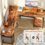 L-Shaped Desk with Power Outlet and Storage