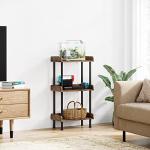 3-Tier Rustic Wood and Metal Bookshelf