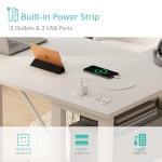 White L-Shaped Computer Desk with Storage & Power Outlet