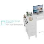 White L-Shaped Computer Desk with Storage & Power Outlet