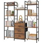 Triple Bookshelf with 3 Drawers & 10 Displays
