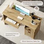 Bestier 55-Inch Modern Computer Desk with Outlet
