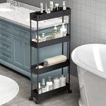 Slim 4-Tier Rolling Storage Cart in Black