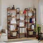 Triple Wide 5-Tier Industrial Metal Bookshelf