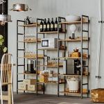 Triple Wide 5-Tier Industrial Metal Bookshelf