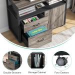 Tribesigns Gray L Shaped Desk with Drawer Cabinet