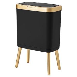 Sleek Black Trash Can with Gold Edge, 4 Gallon