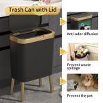 Sleek Black Trash Can with Gold Edge, 4 Gallon