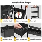 Slim 4-Tier Rolling Storage Cart in Black