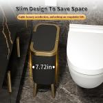 Sleek Black Trash Can with Gold Edge, 4 Gallon