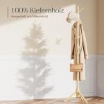 Pipishell Adjustable Wooden Coat Rack Stand with Hooks