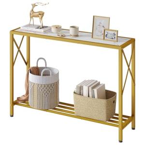 Tajsoon 41.8” Gold & White Console Table