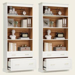 Tribesigns 5-Shelf Tall Bookcase with Drawer