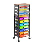 12-Tier Rolling File Cart with Sliding Trays