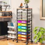 12-Tier Rolling File Cart with Sliding Trays