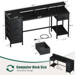 55-Inch Gaming Desk with LED Lights and Outlets