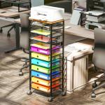 12-Tier Rolling File Cart with Sliding Trays