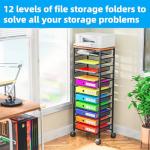 12-Tier Rolling File Cart with Sliding Trays