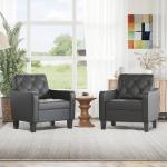 Set of 2 Black Faux Leather Accent Chairs