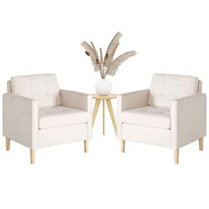 Mid Century Modern Upholstered Accent Chairs - Set of 2