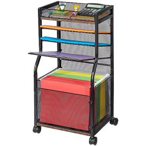 5-Tier Rolling File Cart with Lockable Wheels