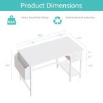 Lufeiya White 40-Inch Small Desk with Drawers