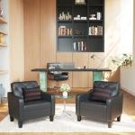 Set of 2 Black Faux Leather Accent Chairs