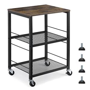 MOOACE Rustic 3-Tier End Table with Wheels
