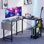 L Shaped Black Desk with CPU Stand and Side Bag