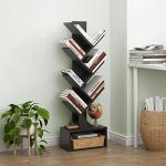 Tall 6-Tier Tree Bookshelf with Drawer, Black
