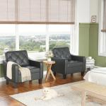 Set of 2 Black Faux Leather Accent Chairs