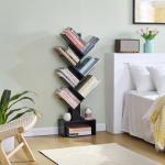 Tall 6-Tier Tree Bookshelf with Drawer, Black