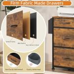 Tall 4-Tier Fabric Drawer File Cabinet with Charging Station