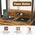 Tall 4-Tier Fabric Drawer File Cabinet with Charging Station