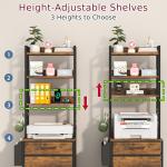Tall 4-Tier Fabric Drawer File Cabinet with Charging Station