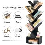 Tall 6-Tier Tree Bookshelf with Drawer, Black