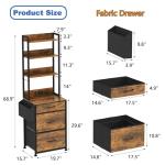 Tall 4-Tier Fabric Drawer File Cabinet with Charging Station
